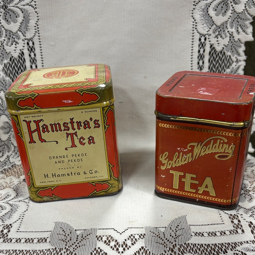 Vintage Hamstra's and Golden Wedding Tea Tins